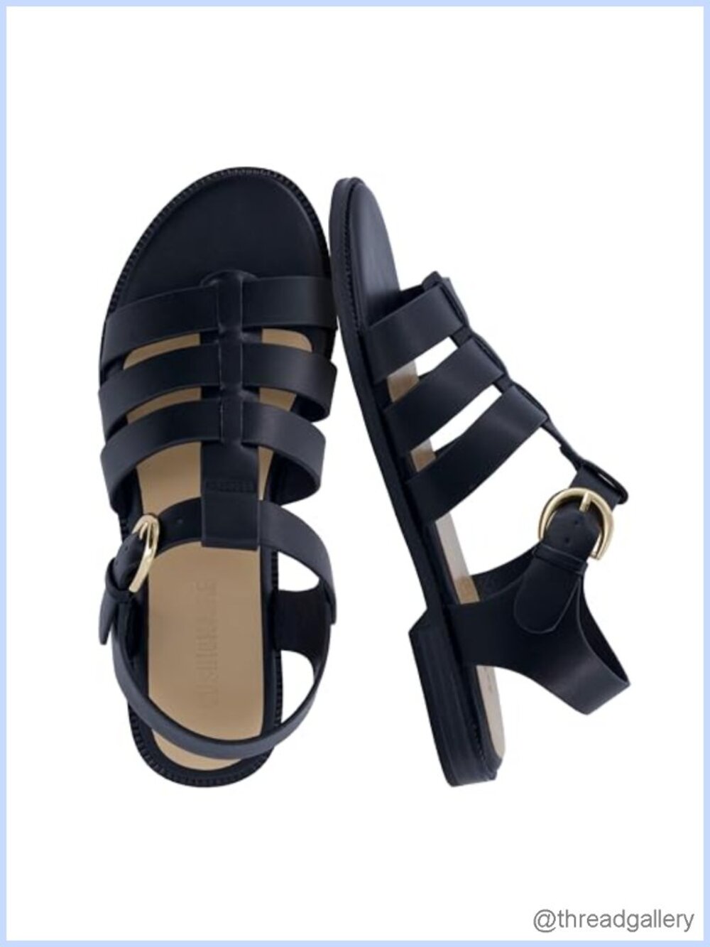 Women's Strappy Fisherman Sandals Vegan Leather Memory Foam Flat